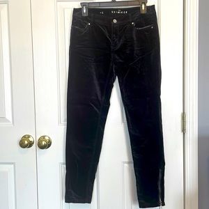 White House Black Market velvet pants with leather and zipper accents size 2